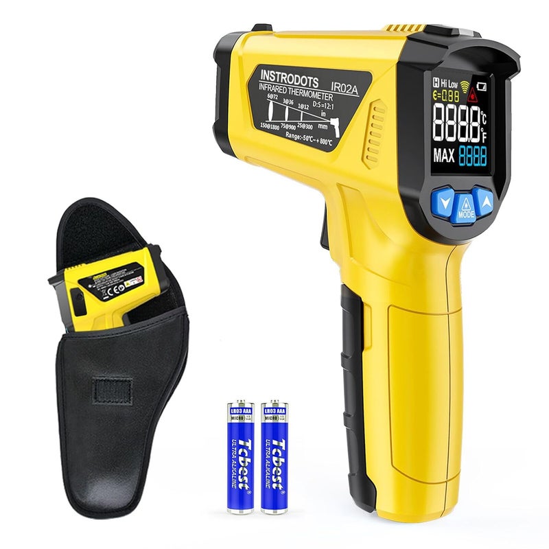 Instrodots Infrared Thermometer Gun - Digital Laser Thermometer emperature Gun with Adjustable Emissivity & Max Value, -58°F~1472°F Non-Contact Surface Thermometer for Cooking, Freezer, Pizza, HVAC - Image 1